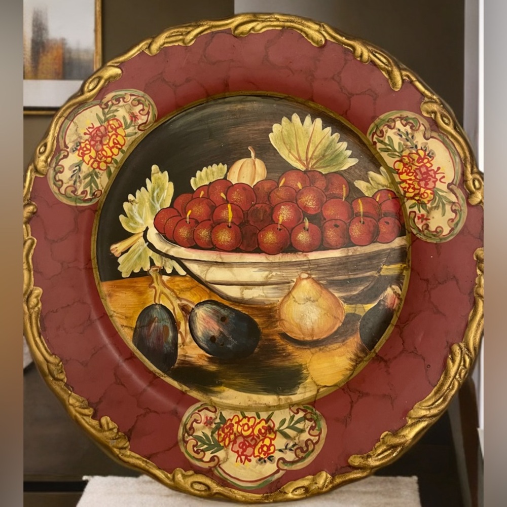 Raymond Waites Painted Fruit W/ Gold Rim